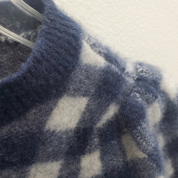 100% Cashmere Plaid Puff Short Sleeve Sweater Fuzzy Soft  Size L - Picture 9 of 12